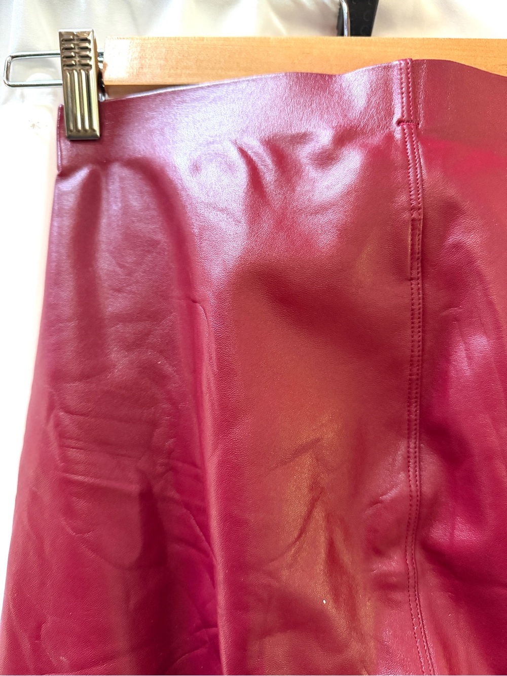 Cherry Red Faux Leather Leggings, Size S - Picture 5 of 7